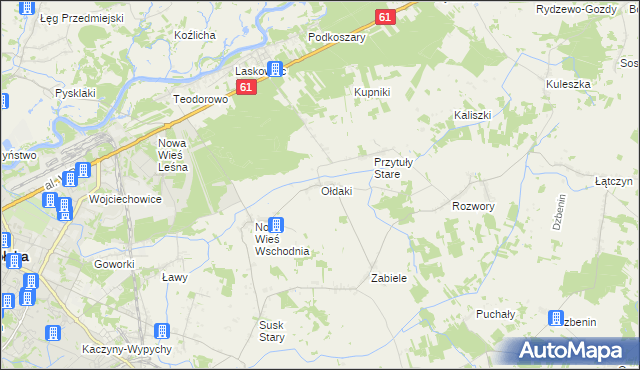 mapa Ołdaki gmina Rzekuń, Ołdaki gmina Rzekuń na mapie Targeo