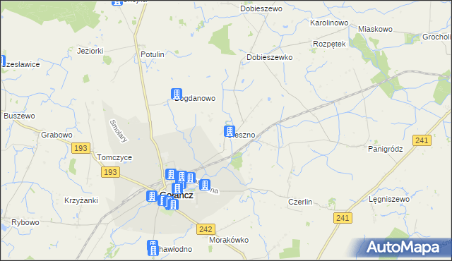 mapa Oleszno gmina Gołańcz, Oleszno gmina Gołańcz na mapie Targeo