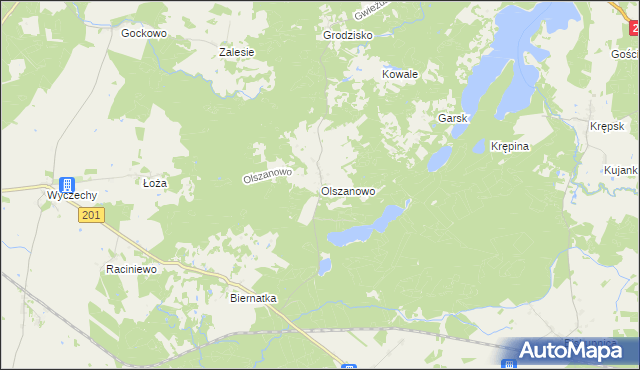 mapa Olszanowo, Olszanowo na mapie Targeo