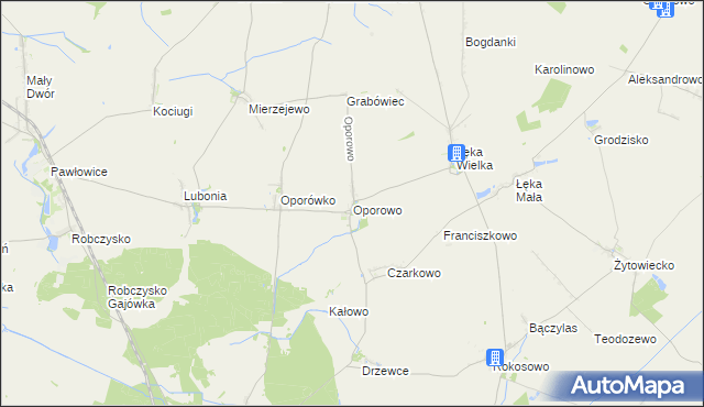 mapa Oporowo gmina Krzemieniewo, Oporowo gmina Krzemieniewo na mapie Targeo