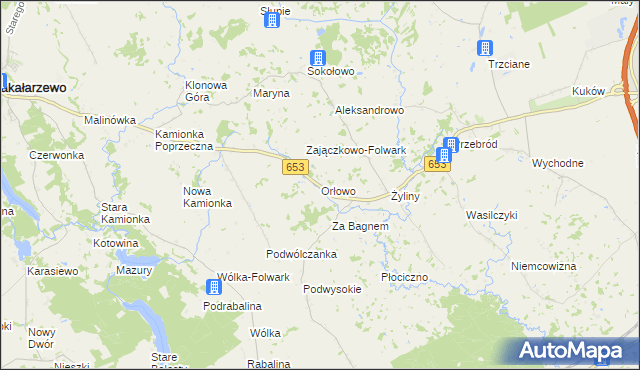 mapa Orłowo gmina Bakałarzewo, Orłowo gmina Bakałarzewo na mapie Targeo