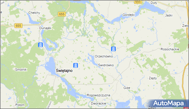 mapa Orzechówko gmina Świętajno, Orzechówko gmina Świętajno na mapie Targeo