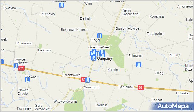 mapa Osięciny, Osięciny na mapie Targeo