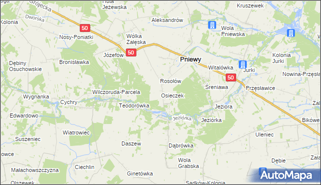 mapa Osieczek gmina Pniewy, Osieczek gmina Pniewy na mapie Targeo