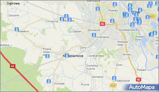 mapa Osiny gmina Komprachcice, Osiny gmina Komprachcice na mapie Targeo