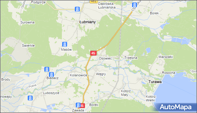 mapa Osowiec gmina Turawa, Osowiec gmina Turawa na mapie Targeo