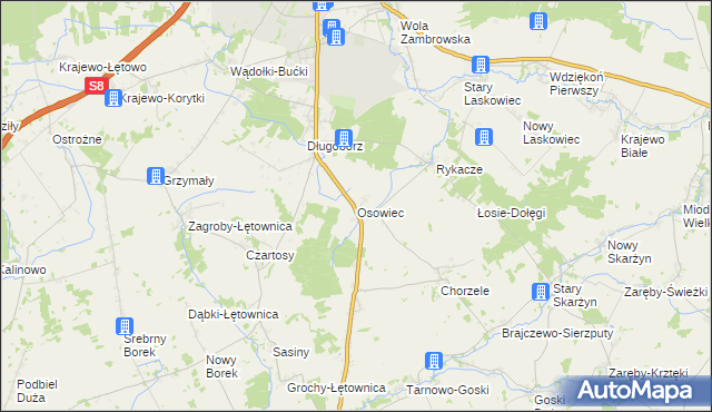 mapa Osowiec gmina Zambrów, Osowiec gmina Zambrów na mapie Targeo