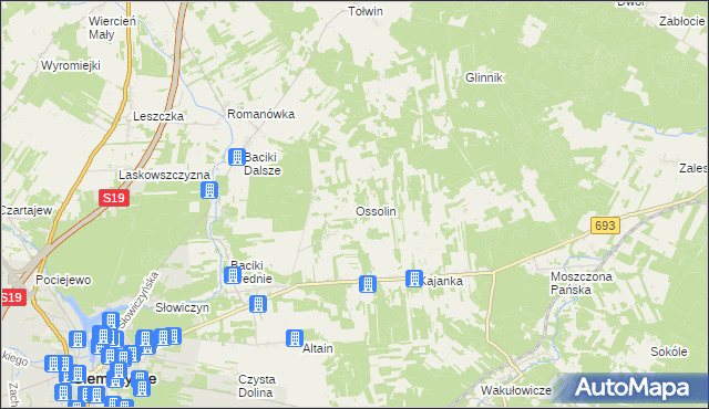 mapa Ossolin gmina Siemiatycze, Ossolin gmina Siemiatycze na mapie Targeo