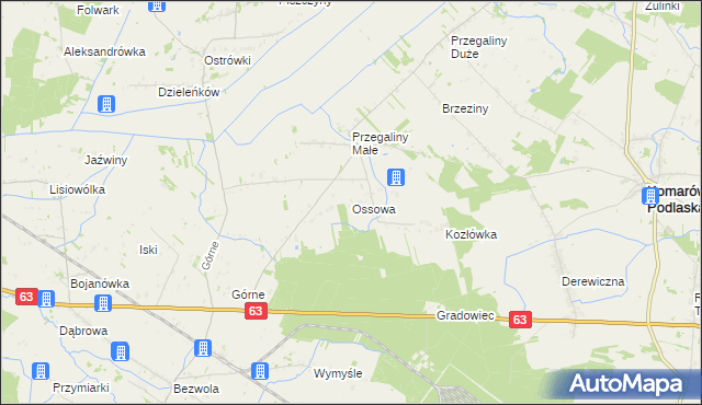 mapa Ossowa, Ossowa na mapie Targeo