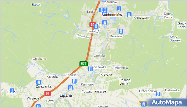 mapa Ostojów, Ostojów na mapie Targeo