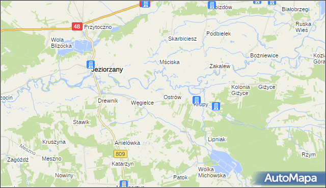 mapa Ostrów gmina Michów, Ostrów gmina Michów na mapie Targeo