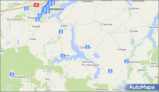 mapa Ostrowite gmina Trzemeszno, Ostrowite gmina Trzemeszno na mapie Targeo