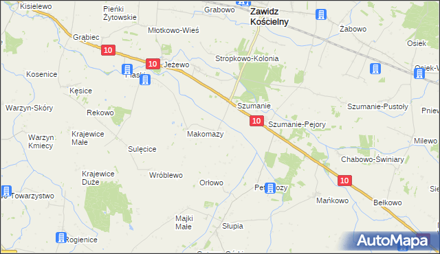 mapa Ostrowy gmina Zawidz, Ostrowy gmina Zawidz na mapie Targeo