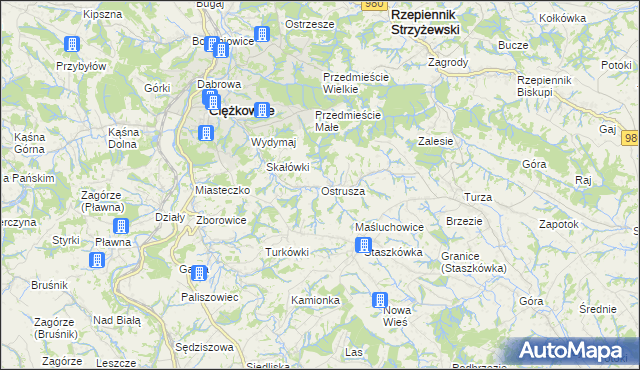 mapa Ostrusza, Ostrusza na mapie Targeo