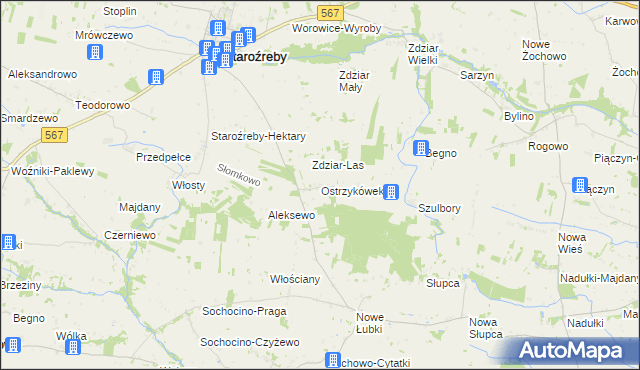 mapa Ostrzykówek, Ostrzykówek na mapie Targeo
