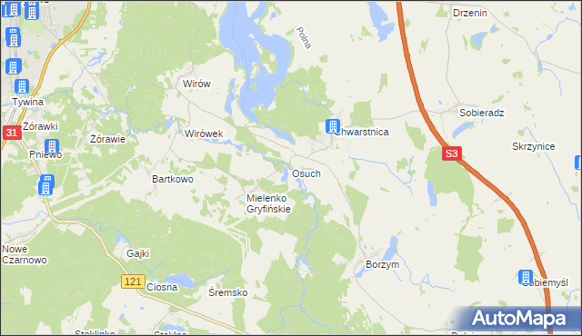 mapa Osuch, Osuch na mapie Targeo