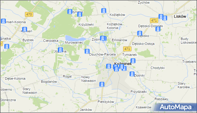 mapa Osuchów gmina Koźminek, Osuchów gmina Koźminek na mapie Targeo