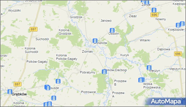 mapa Oszczerze, Oszczerze na mapie Targeo