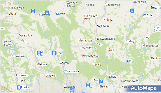 mapa Paczółtowice, Paczółtowice na mapie Targeo
