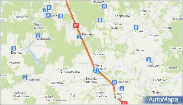mapa Pągowiec gmina Stara Błotnica, Pągowiec gmina Stara Błotnica na mapie Targeo