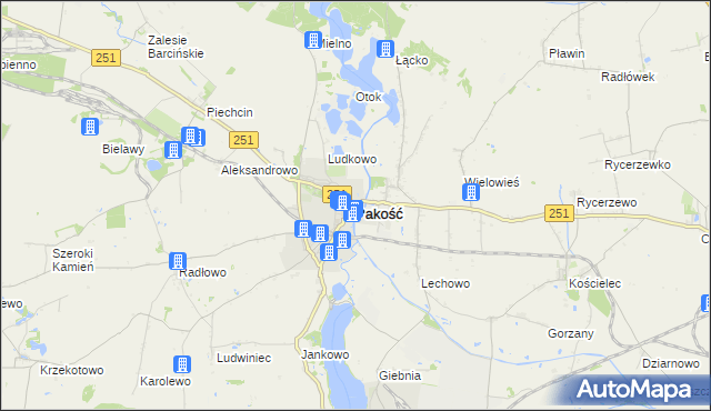 mapa Pakość powiat inowrocławski, Pakość powiat inowrocławski na mapie Targeo