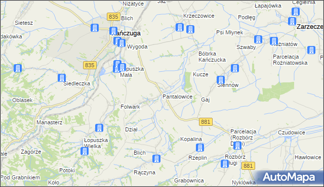 mapa Pantalowice, Pantalowice na mapie Targeo