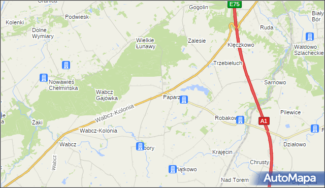 mapa Paparzyn, Paparzyn na mapie Targeo
