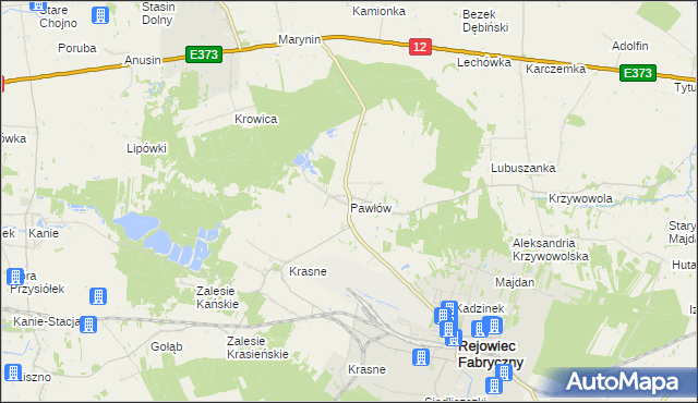 mapa Pawłów gmina Rejowiec Fabryczny, Pawłów gmina Rejowiec Fabryczny na mapie Targeo
