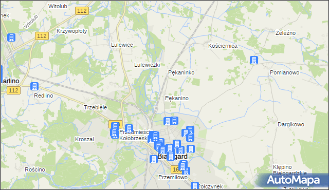 mapa Pękanino gmina Białogard, Pękanino gmina Białogard na mapie Targeo