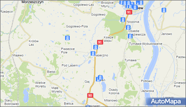 mapa Piaseczno gmina Gniew, Piaseczno gmina Gniew na mapie Targeo