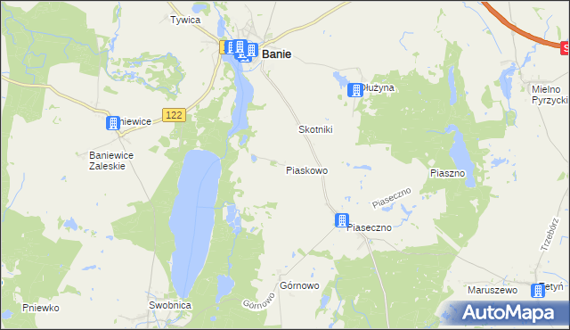mapa Piaskowo gmina Banie, Piaskowo gmina Banie na mapie Targeo