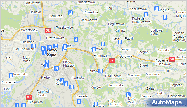 mapa Piątkowa gmina Chełmiec, Piątkowa gmina Chełmiec na mapie Targeo