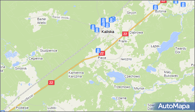 mapa Piece gmina Kaliska, Piece gmina Kaliska na mapie Targeo