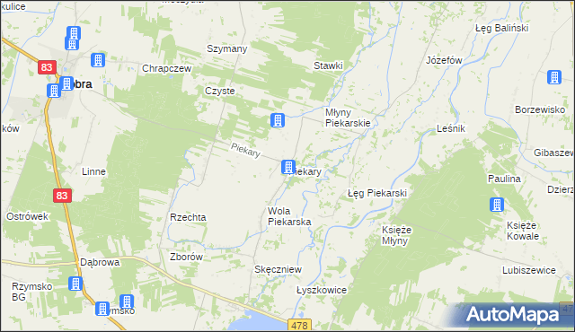 mapa Piekary gmina Dobra, Piekary gmina Dobra na mapie Targeo