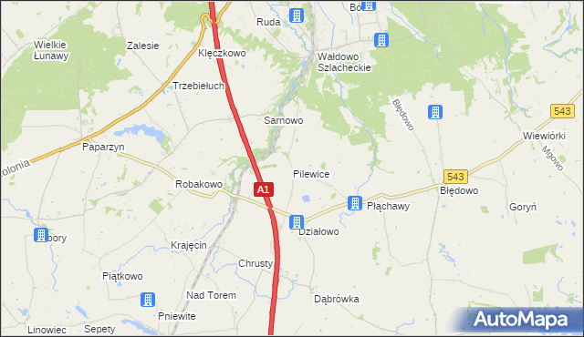 mapa Pilewice, Pilewice na mapie Targeo