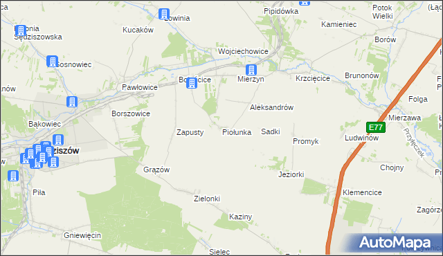 mapa Piołunka, Piołunka na mapie Targeo