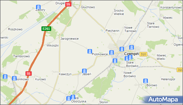 mapa Piotrkowice gmina Czempiń, Piotrkowice gmina Czempiń na mapie Targeo