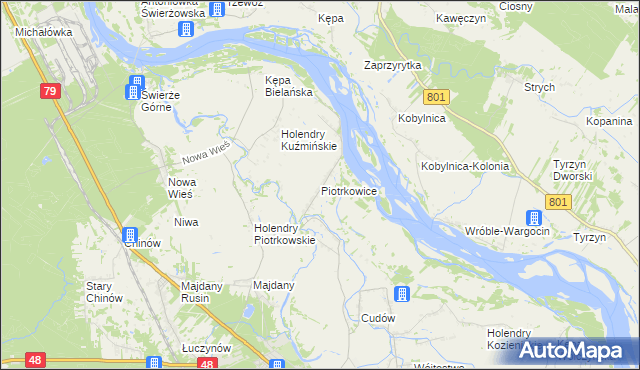 mapa Piotrkowice gmina Kozienice, Piotrkowice gmina Kozienice na mapie Targeo