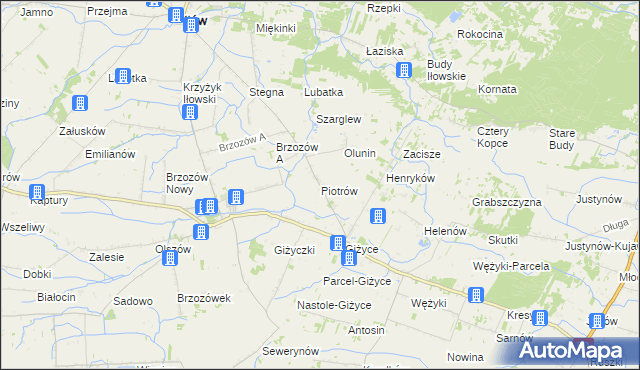 mapa Piotrów gmina Iłów, Piotrów gmina Iłów na mapie Targeo