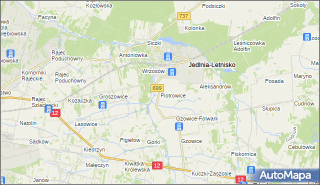 mapa Piotrowice gmina Jedlnia-Letnisko, Piotrowice gmina Jedlnia-Letnisko na mapie Targeo