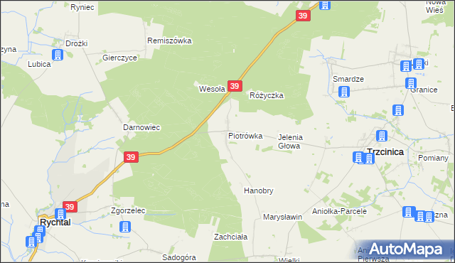 mapa Piotrówka gmina Trzcinica, Piotrówka gmina Trzcinica na mapie Targeo