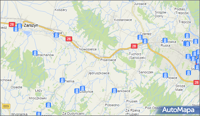 mapa Pisarowce, Pisarowce na mapie Targeo