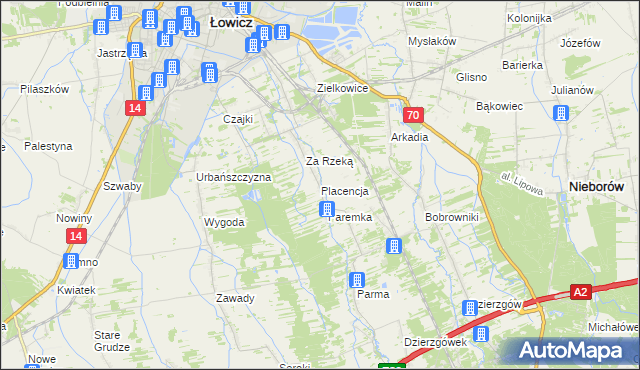 mapa Placencja, Placencja na mapie Targeo