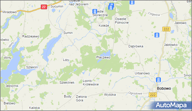 mapa Płaczewo gmina Starogard Gdański, Płaczewo gmina Starogard Gdański na mapie Targeo