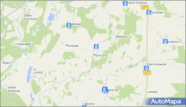 mapa Płociczno gmina Tuczno, Płociczno gmina Tuczno na mapie Targeo