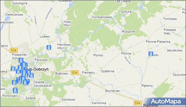 mapa Płonko, Płonko na mapie Targeo