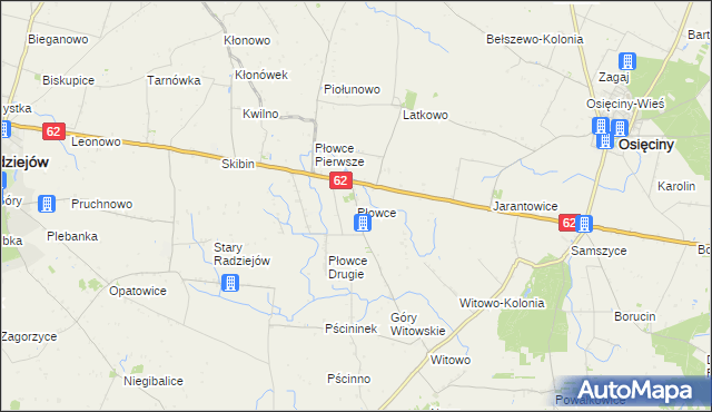 mapa Płowce gmina Radziejów, Płowce gmina Radziejów na mapie Targeo