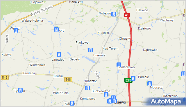 mapa Pniewite, Pniewite na mapie Targeo