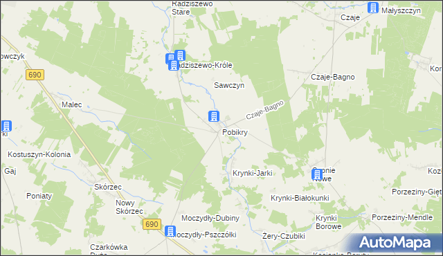 mapa Pobikry, Pobikry na mapie Targeo