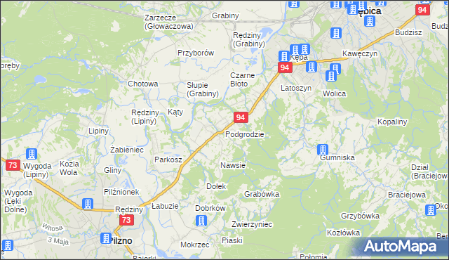 mapa Podgrodzie gmina Dębica, Podgrodzie gmina Dębica na mapie Targeo